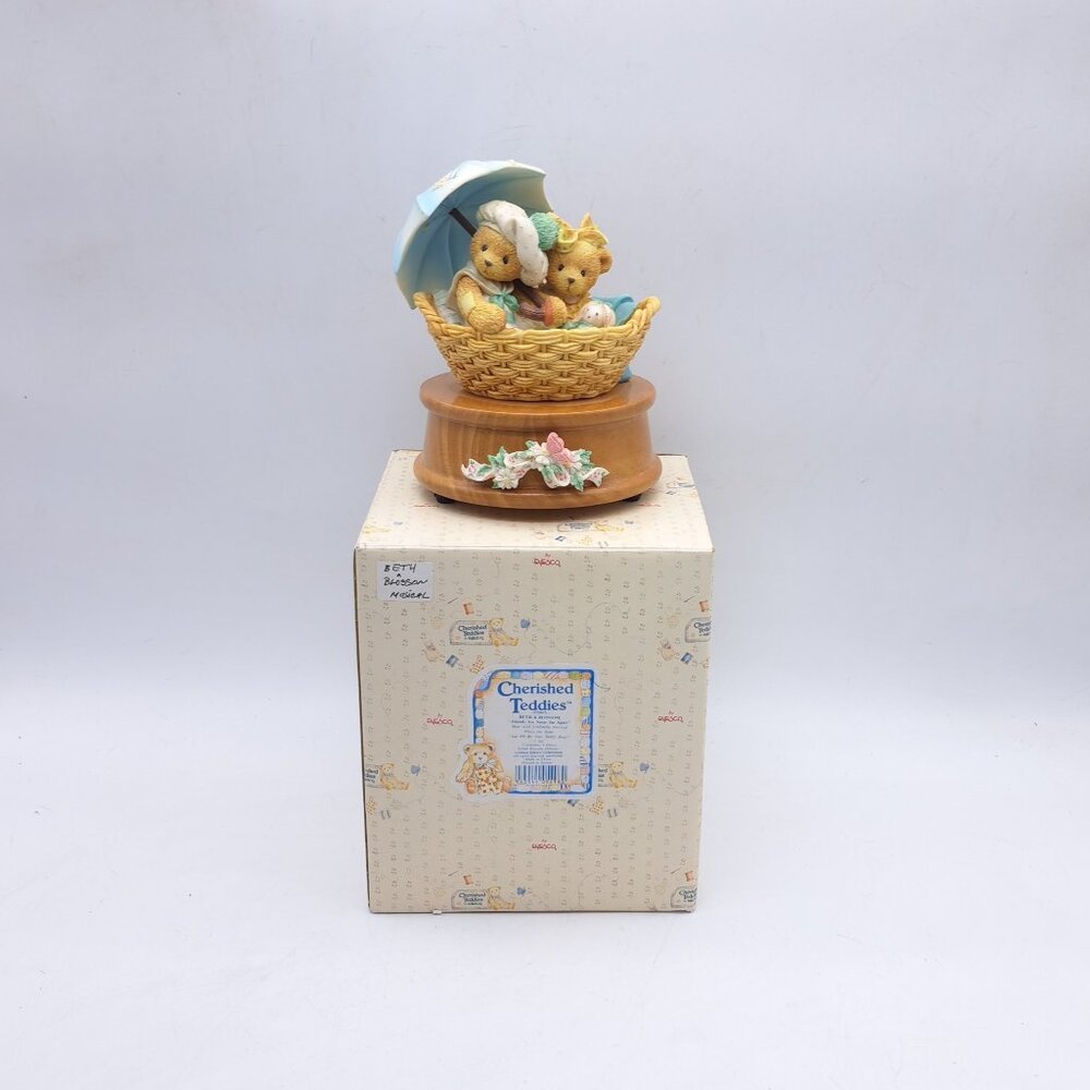 Cherished Teddies Music Box Beth & Blossom Original Box